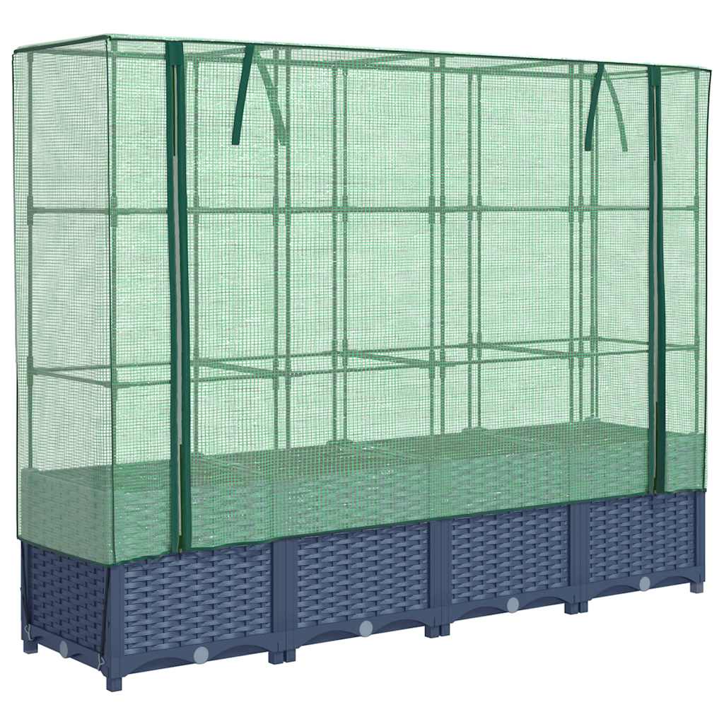 Letto rialzato con copertura per serra effetto rattan 160x40x138 cm