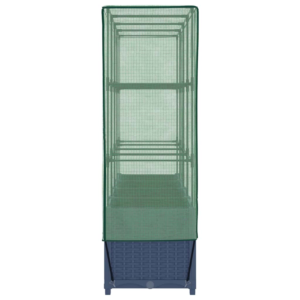 Letto rialzato con copertura per serra effetto rattan 160x40x138 cm