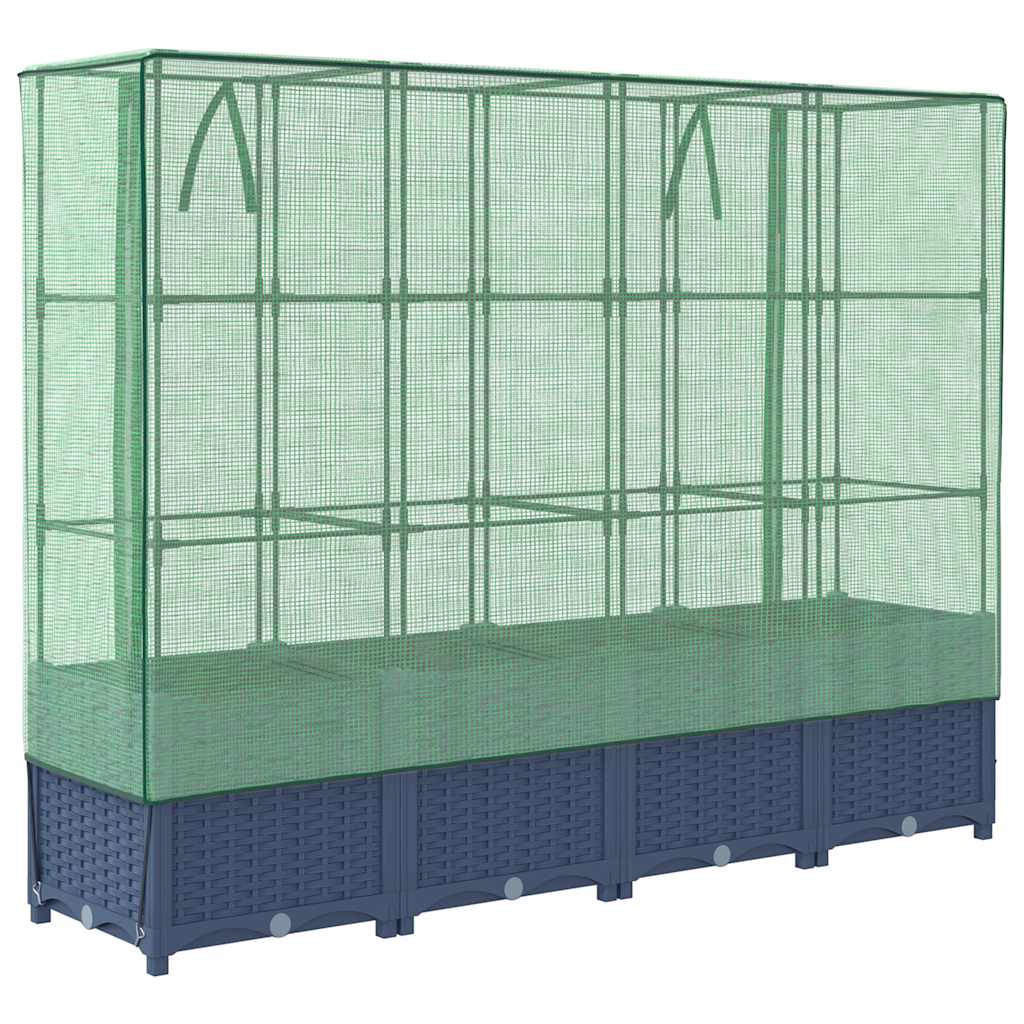 Letto rialzato con copertura per serra effetto rattan 160x40x138 cm