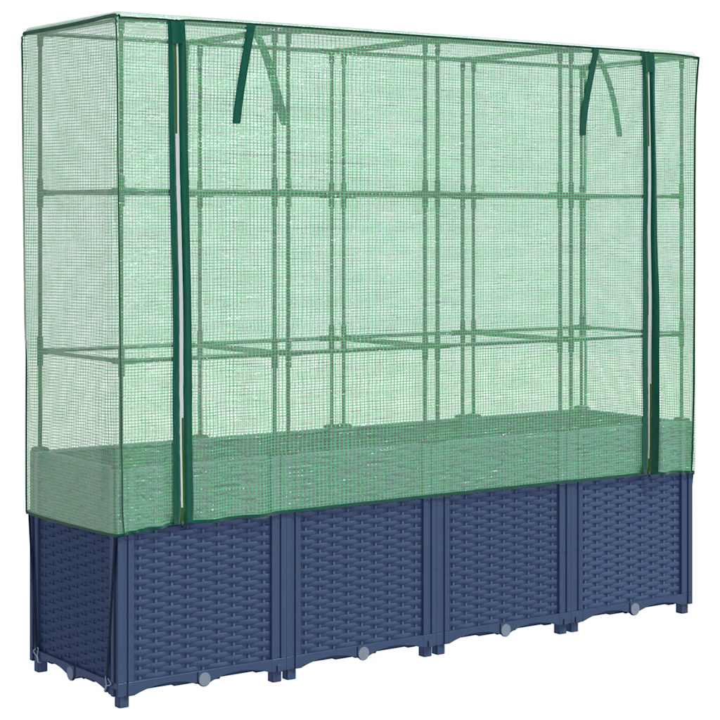 Letto rialzato con copertura per serra effetto rattan 160x40x153 cm