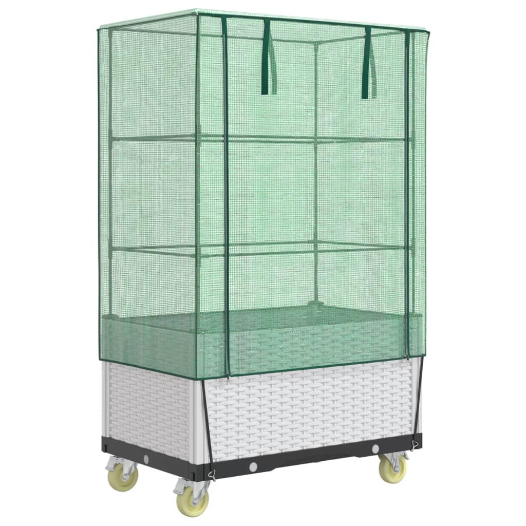 Letto Rialzato con Copertura e Ruote Effetto Rattan 80x50x182cm