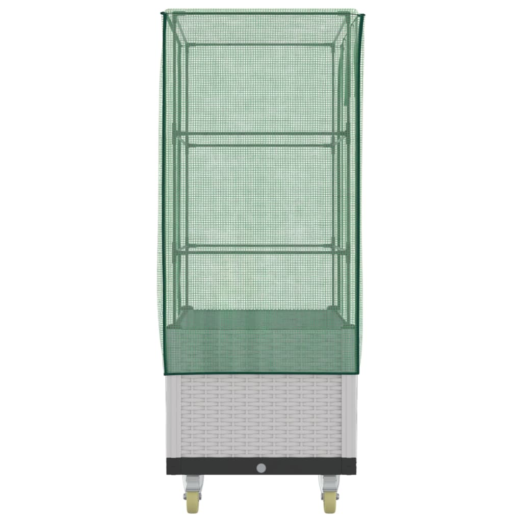 Letto Rialzato con Copertura e Ruote Effetto Rattan 80x50x182cm