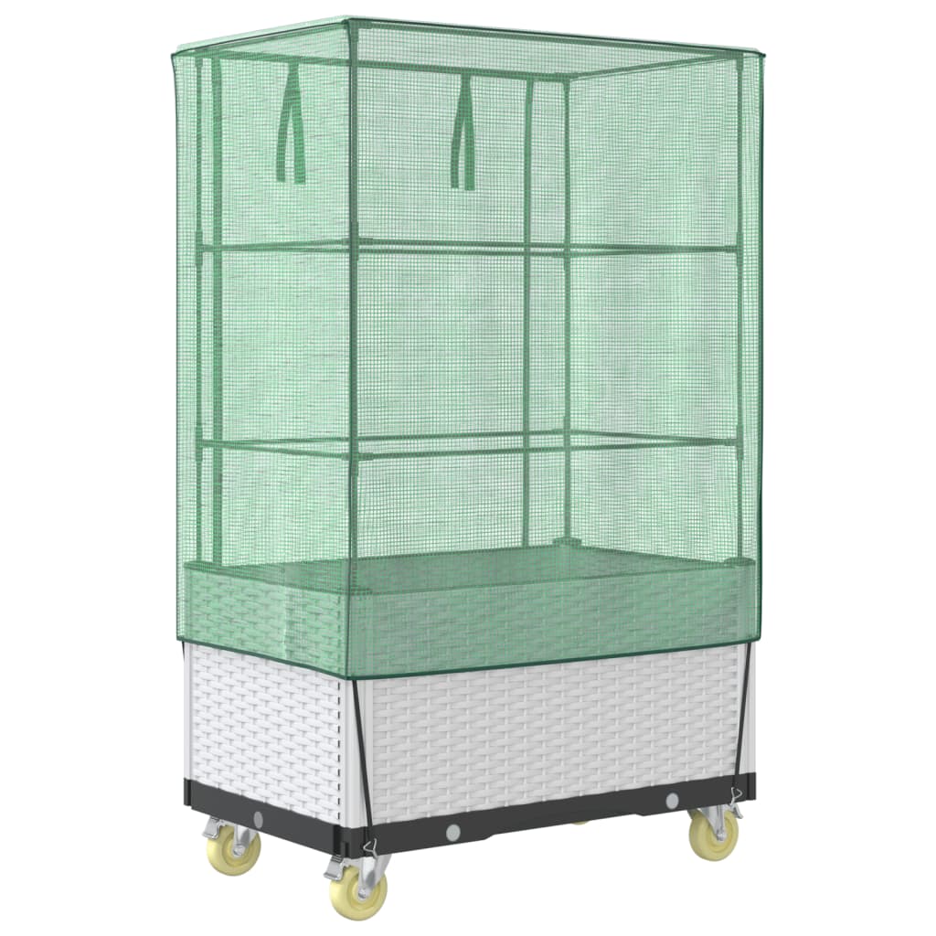 Letto Rialzato con Copertura e Ruote Effetto Rattan 80x50x182cm