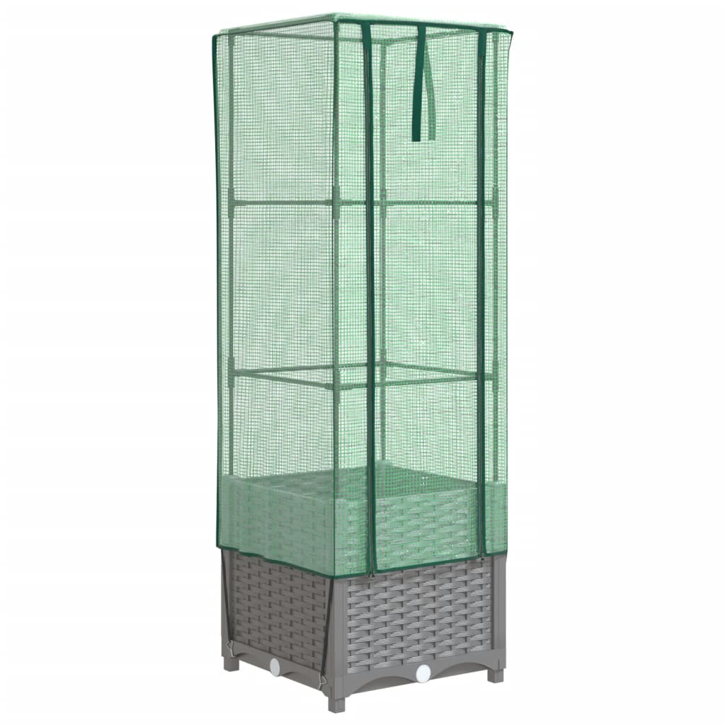 Letto Rialzato con Copertura Serra Effetto Rattan 40x40x139 cm