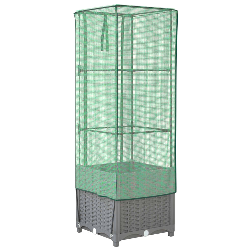 Letto Rialzato con Copertura Serra Effetto Rattan 40x40x139 cm
