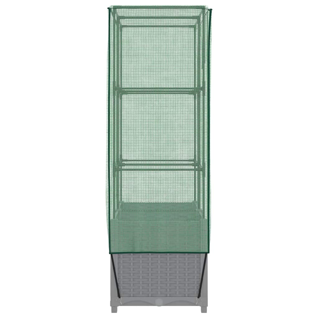 Letto Rialzato con Copertura Serra Effetto Rattan 80x40x138 cm