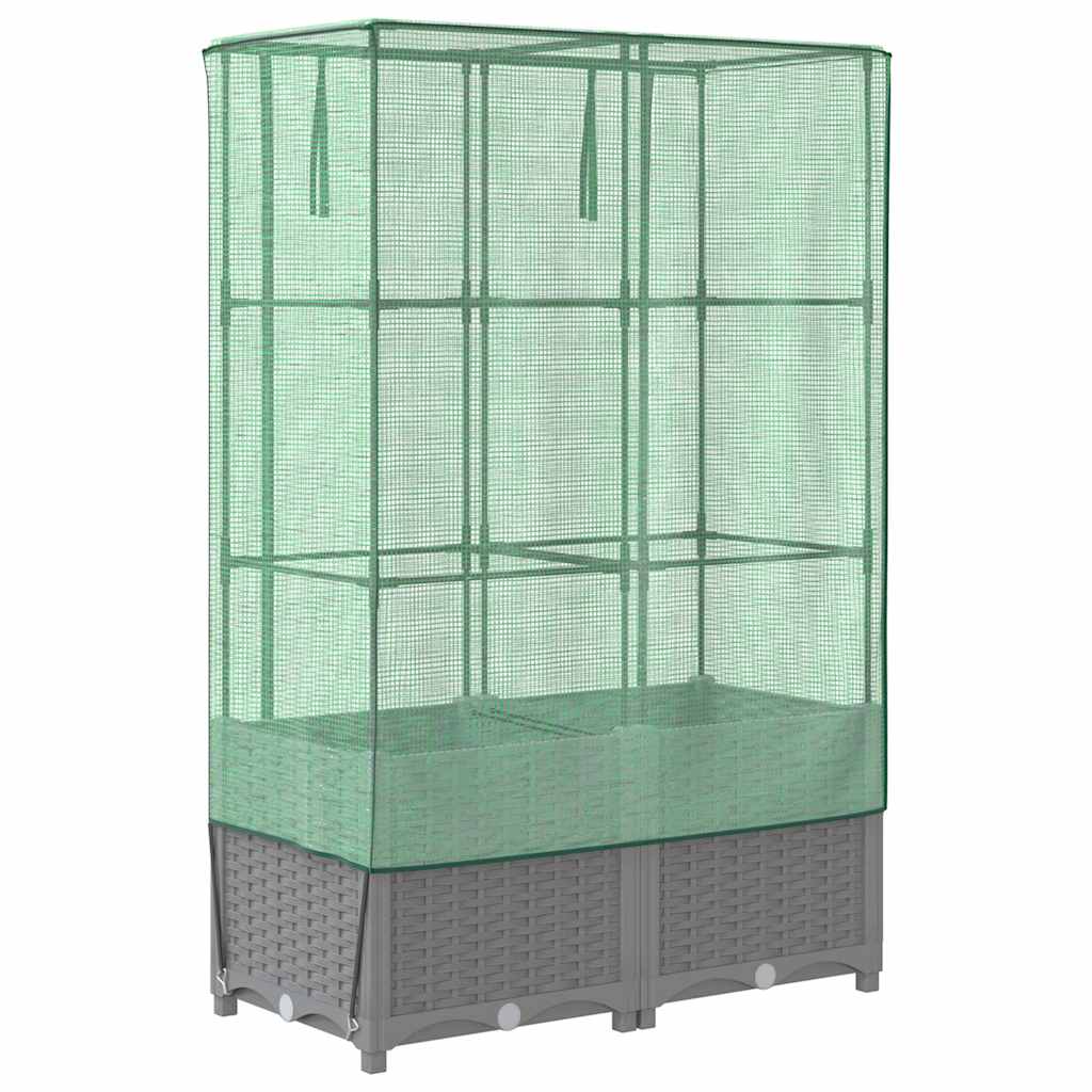 Letto Rialzato con Copertura Serra Effetto Rattan 80x40x138 cm