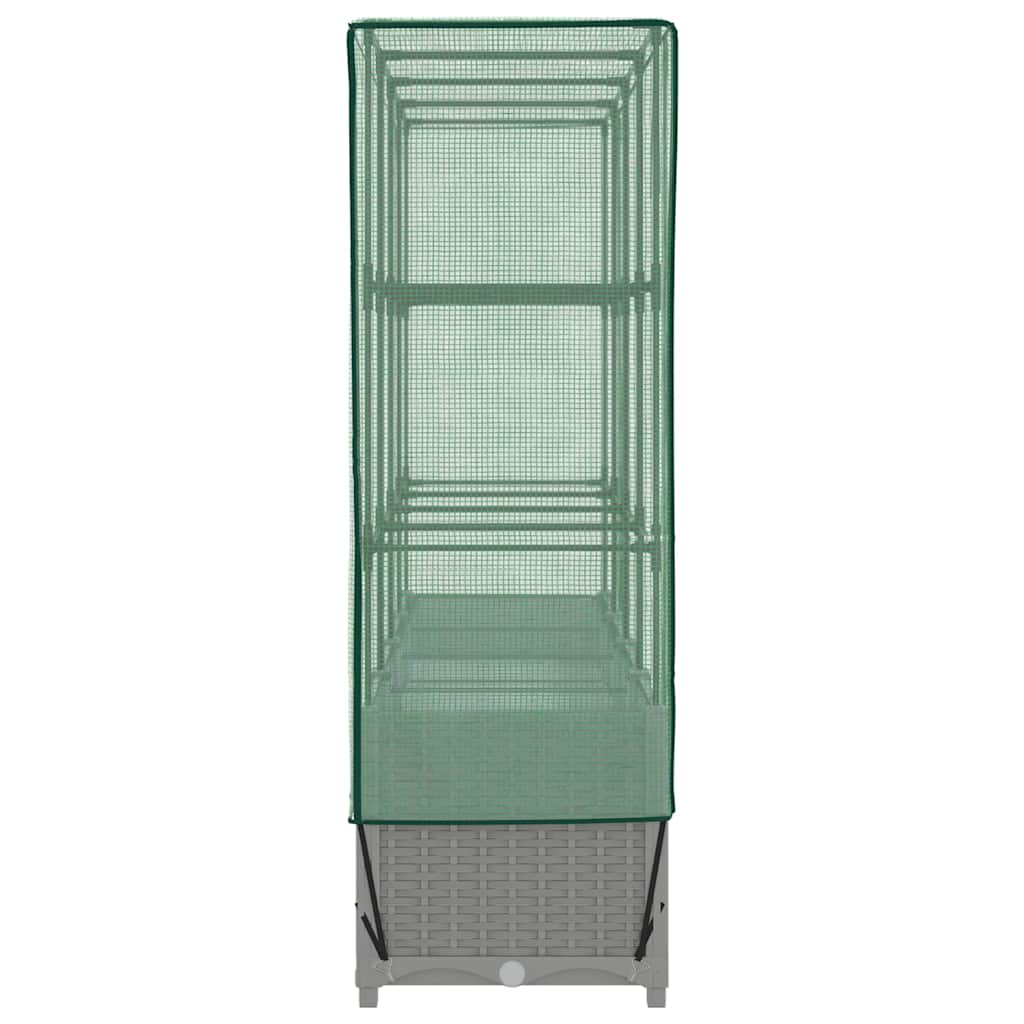 Letto Rialzato con Copertura Serra Effetto Rattan 160x40x138 cm