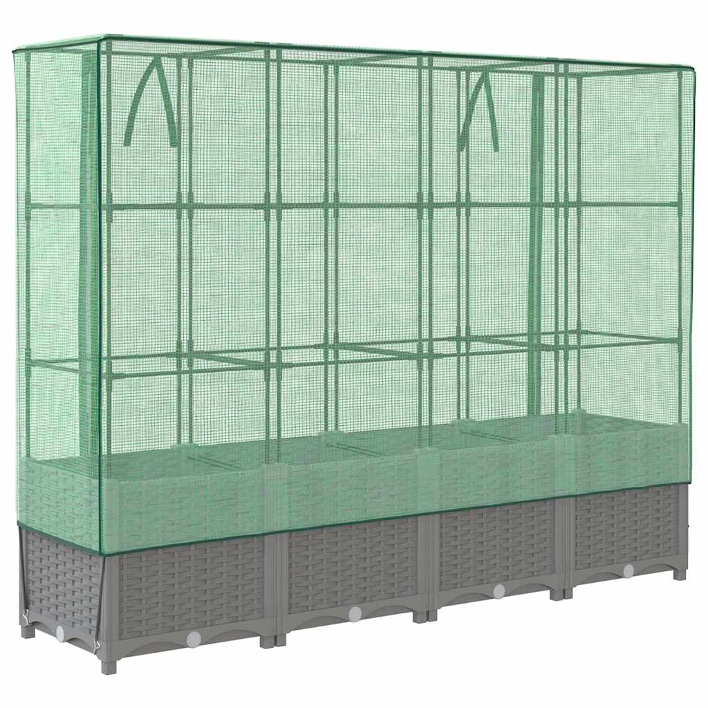 Letto Rialzato con Copertura Serra Effetto Rattan 160x40x138 cm