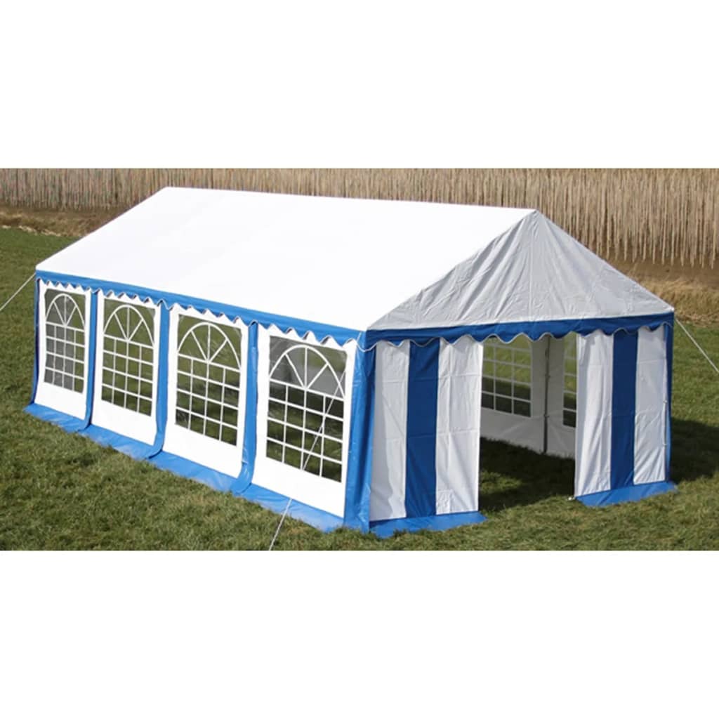 Gazebo per Feste con Pannelli Laterali 8 x 4 m Blu e Bianco