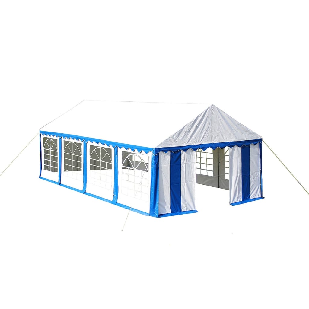 Gazebo per Feste con Pannelli Laterali 8 x 4 m Blu e Bianco