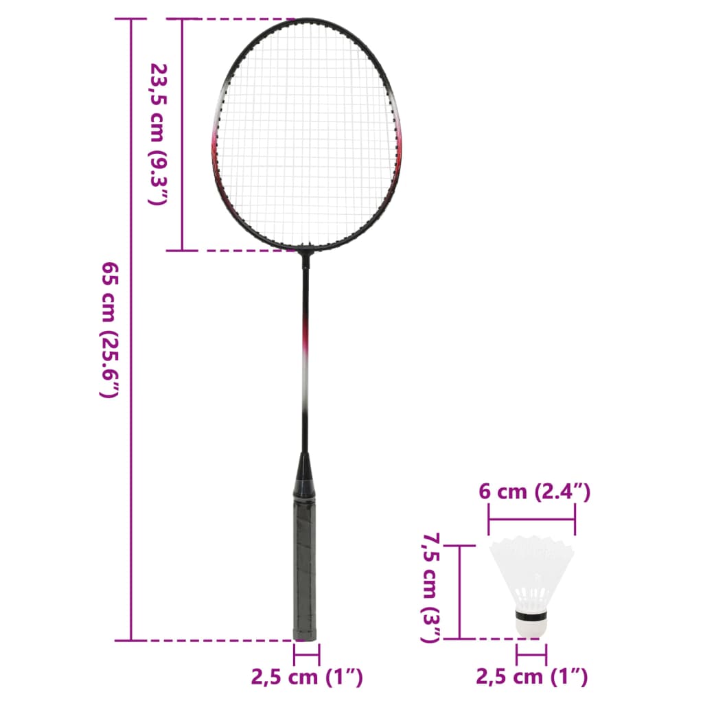 Set da Badminton con 2 Racchette, Rete e Custodia 292x30x152 cm