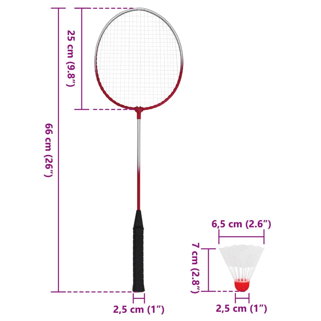 Set da Badminton con 4 Racchette e Rete 620x151 cm