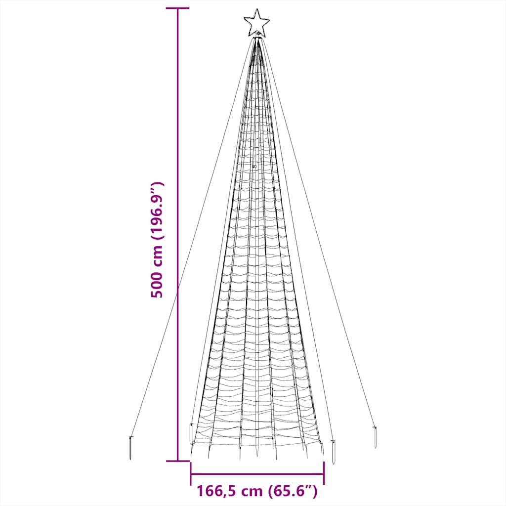 Albero di Natale a LED con Punte 1534 LED Bianco Caldo 500 cm