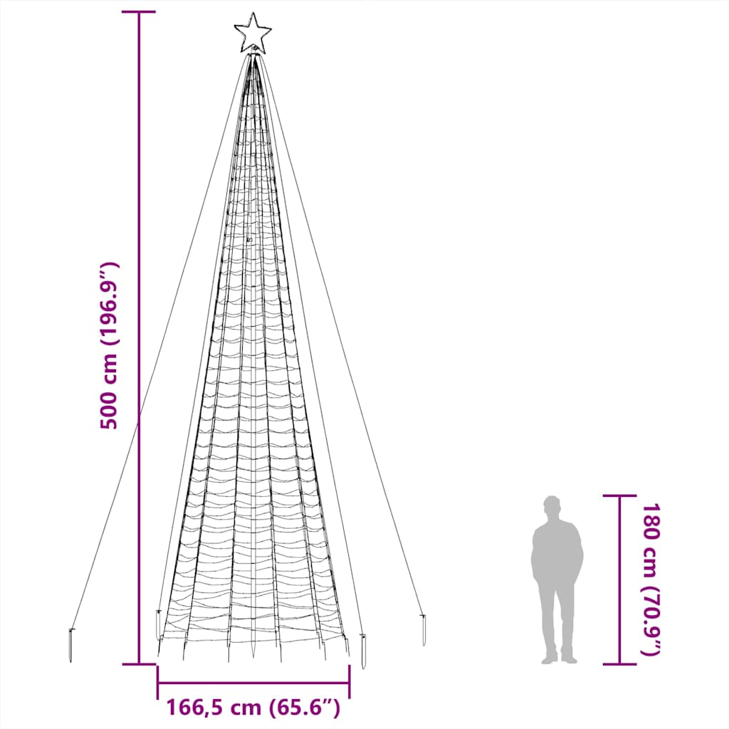 Albero di Natale a LED con Punte 1534 LED Colorato 500 cm