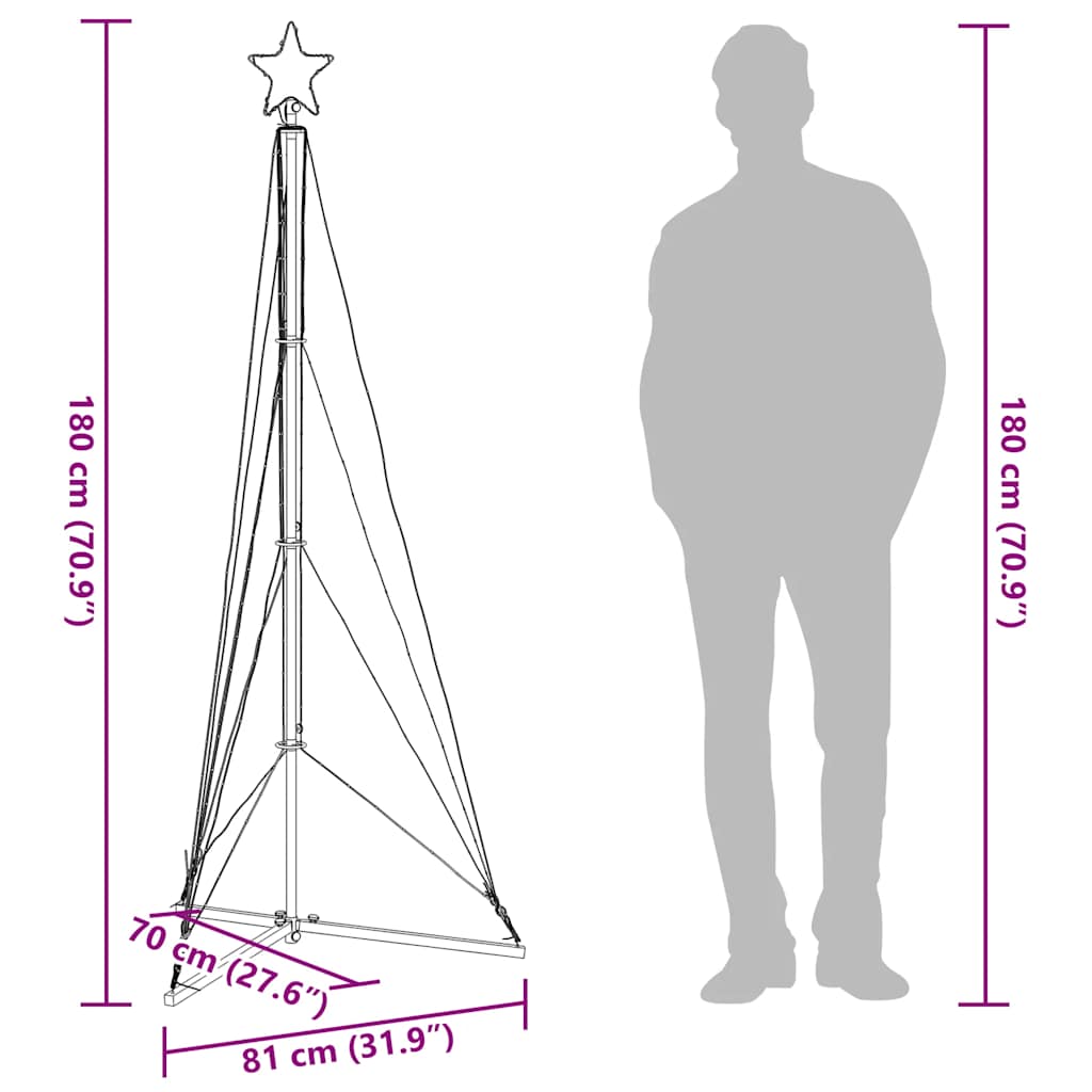 Albero di Natale a LED 363 LED Bianco Caldo 182 cm