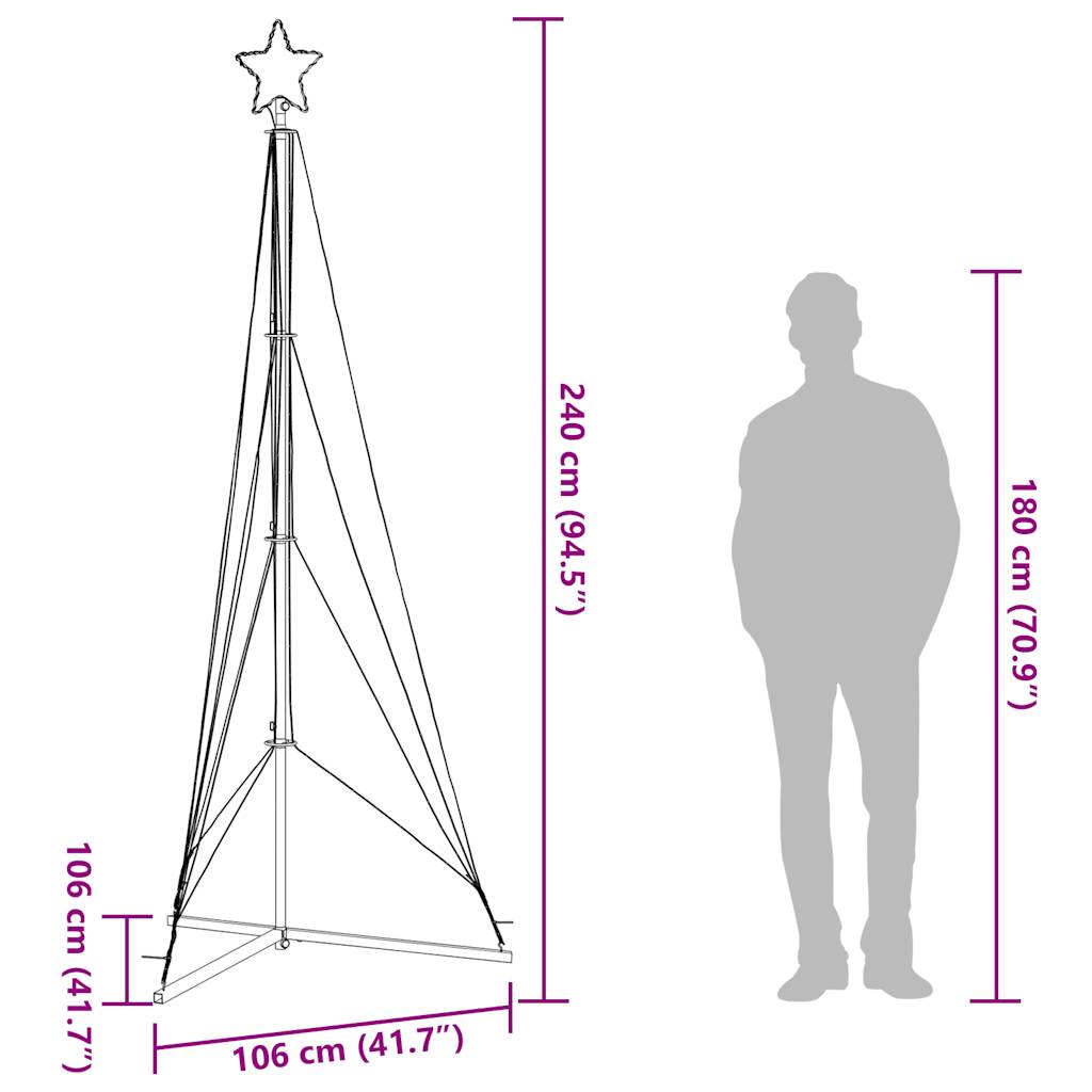 Albero di Natale a LED 483 LED Bianco Caldo 240 cm