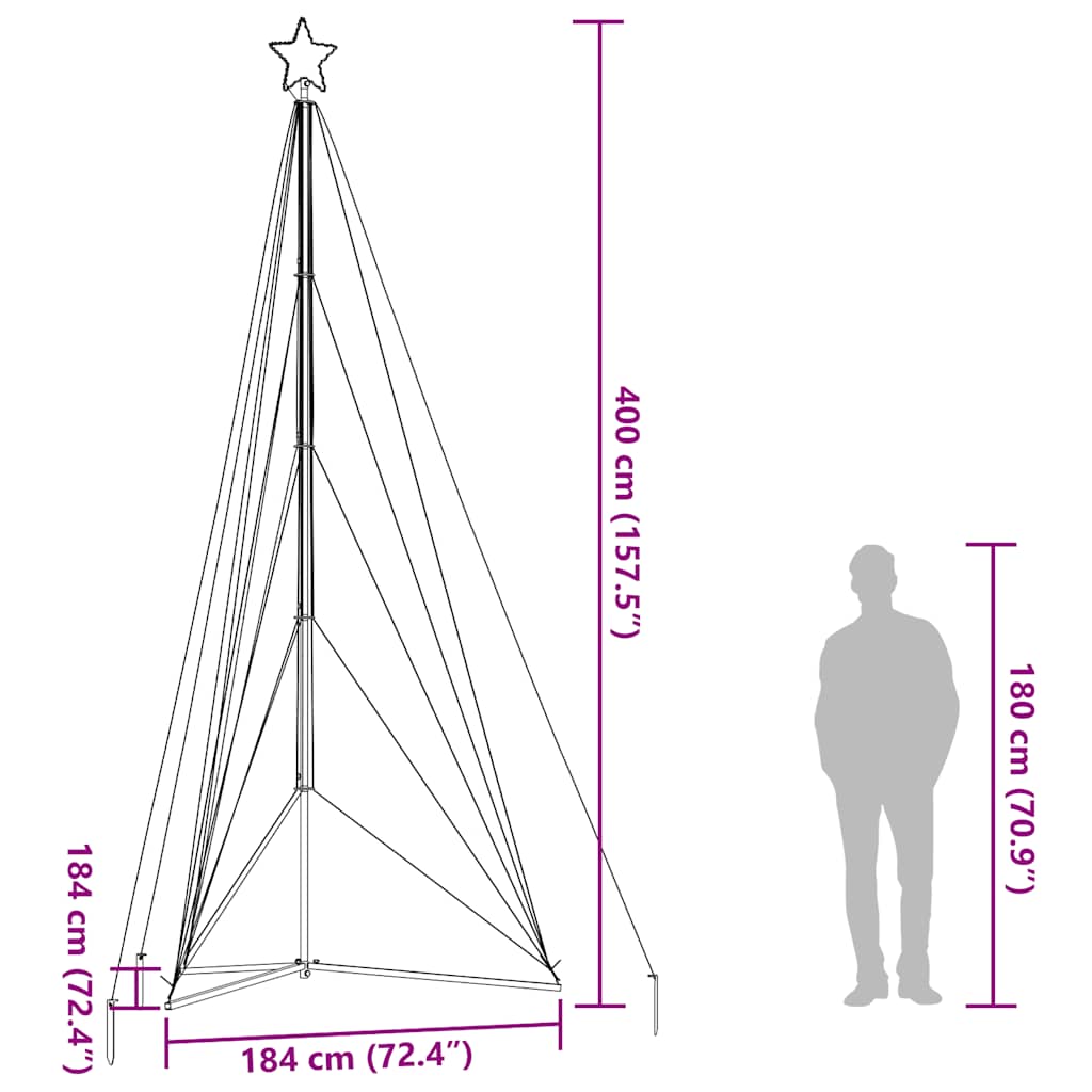 Albero di Natale a LED 615 LED Colorato 404,5 cm