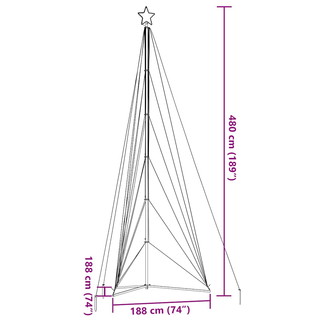 Albero di Natale a LED 861 LED Bianco Caldo 478 cm