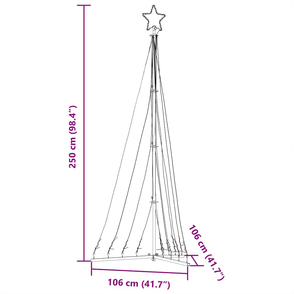 Albero di Natale a LED 447 LED Bianco Caldo 250 cm