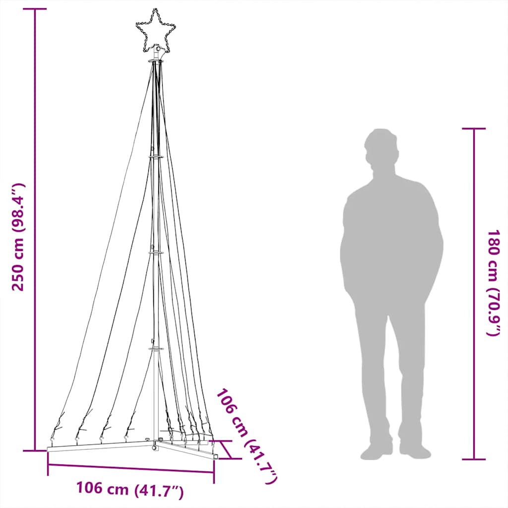 Albero di Natale a LED 447 LED Bianco Freddo 250 cm