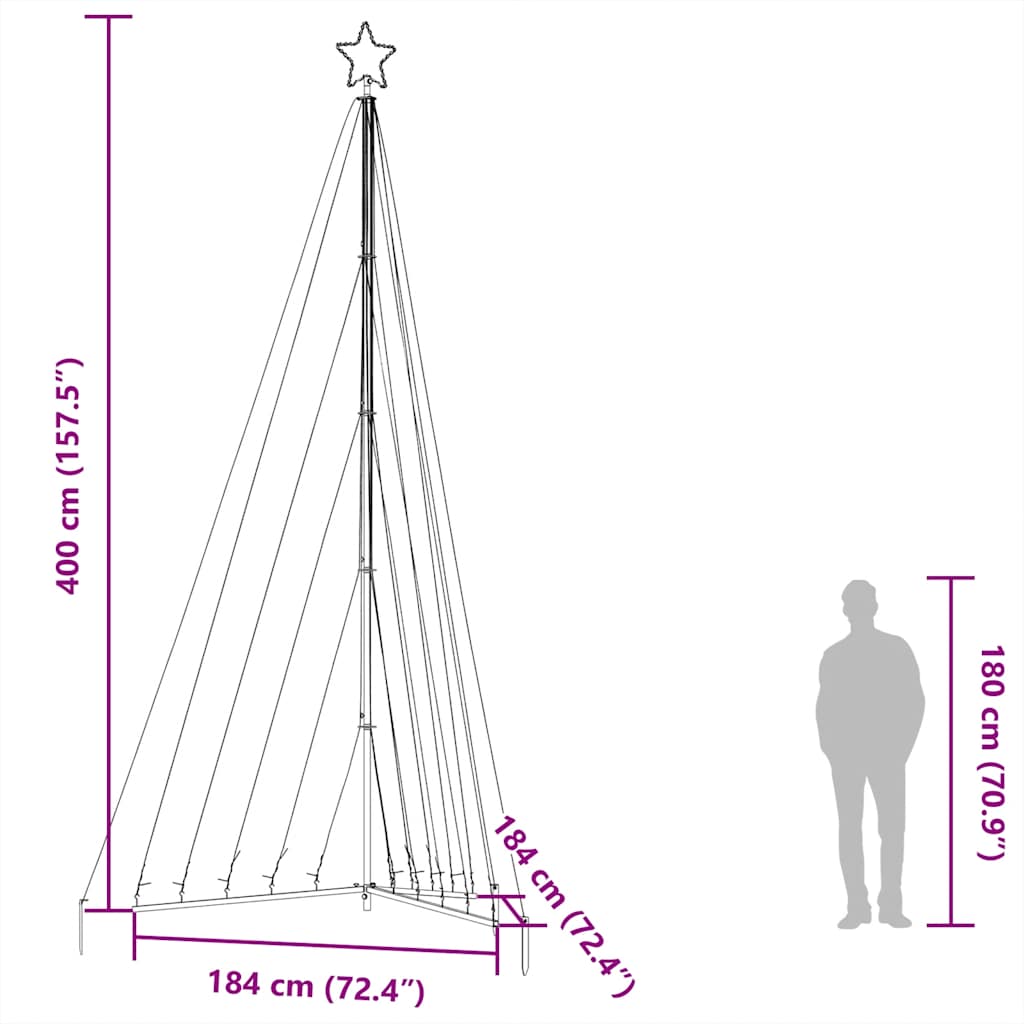 Albero di Natale a LED 570 LED Bianco Freddo 399 cm