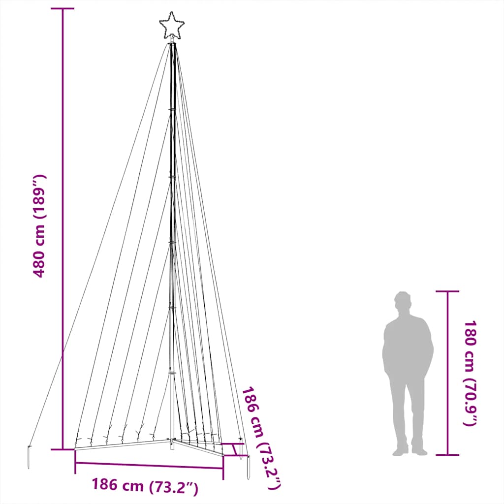 Albero di Natale a LED 789 LED Bianco Caldo 476 cm