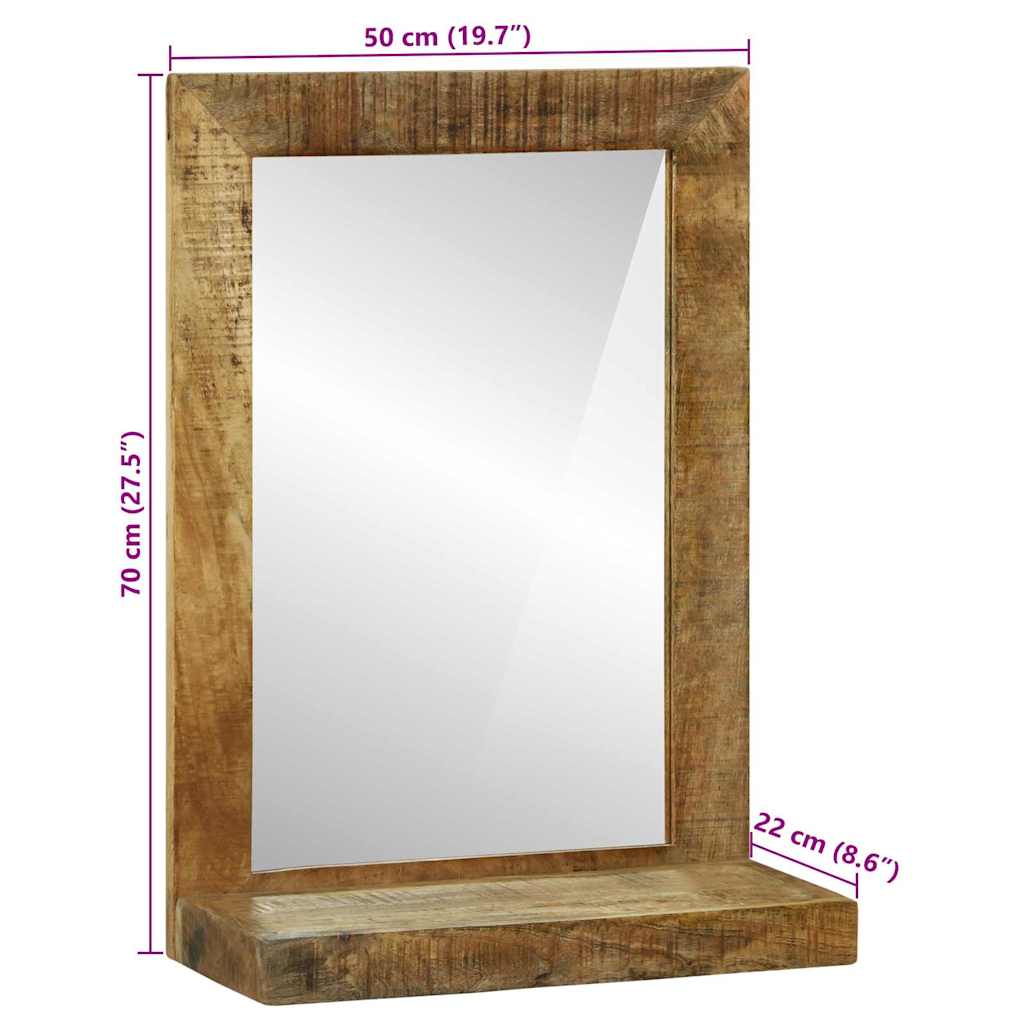 Specchio da bagno Rettangolare Marrone Legno di mango massello