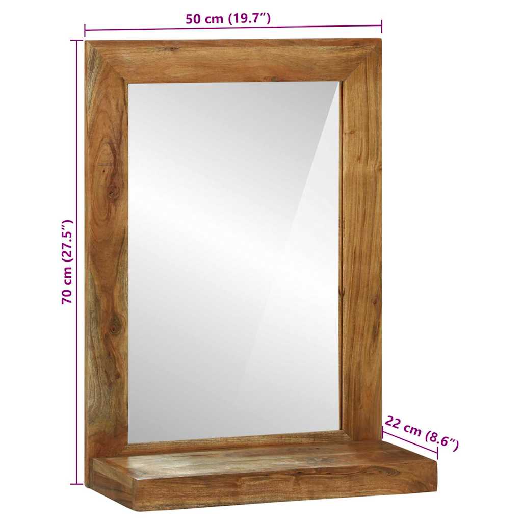 Specchio da bagno Rettangolare Marrone Legno di Acacia Massello