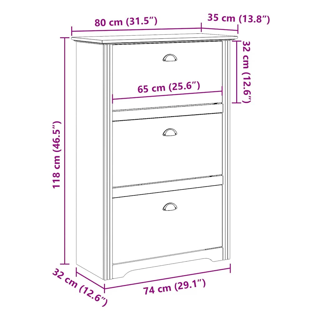 Scarpiera BODO Bianca 80x35x118 cm