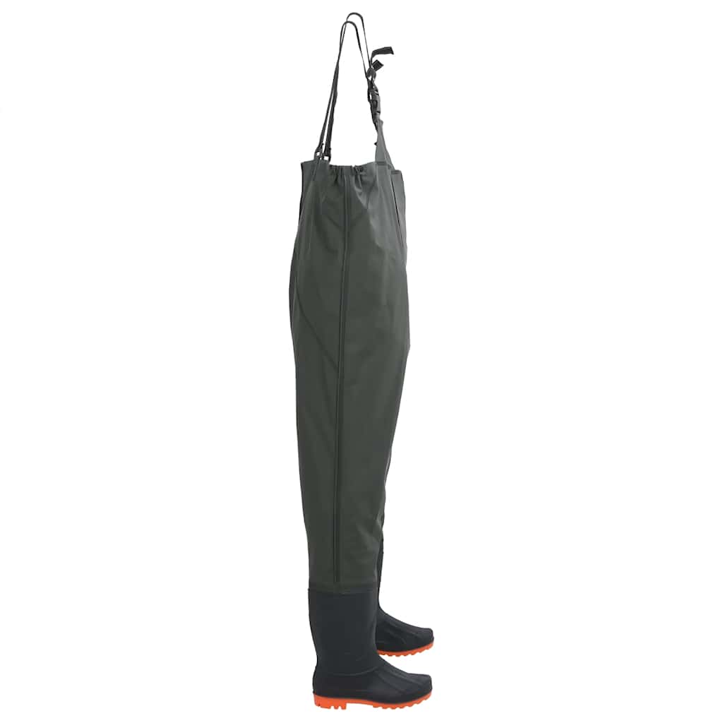 Wader da Pesca con Pettorina e Stivali Verde Scuro Taglia 44