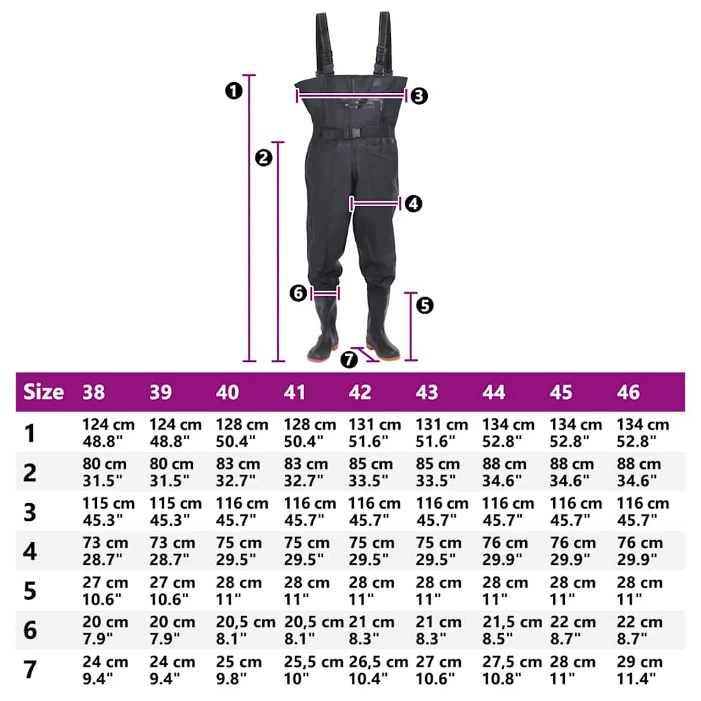 Wader con Stivali e Cintura Nero Taglia 43