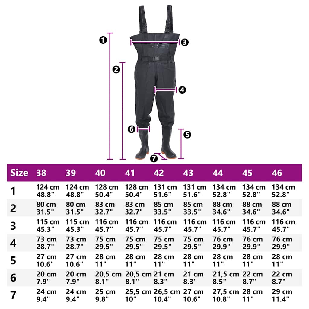 Wader con Stivali e Cintura Nero Taglia 46