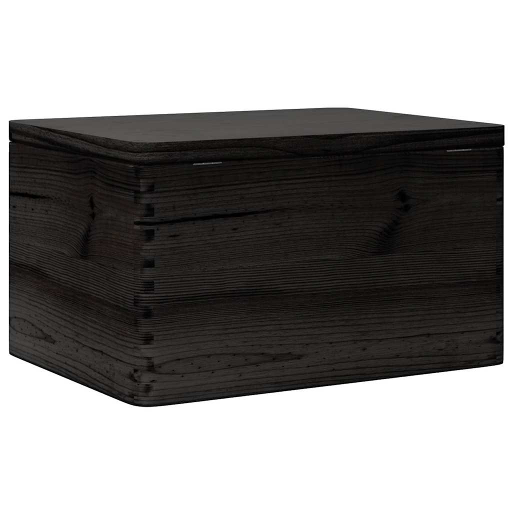 Scatola in Legno con Coperchio Nero 40x30x23cm in Legno di Pino