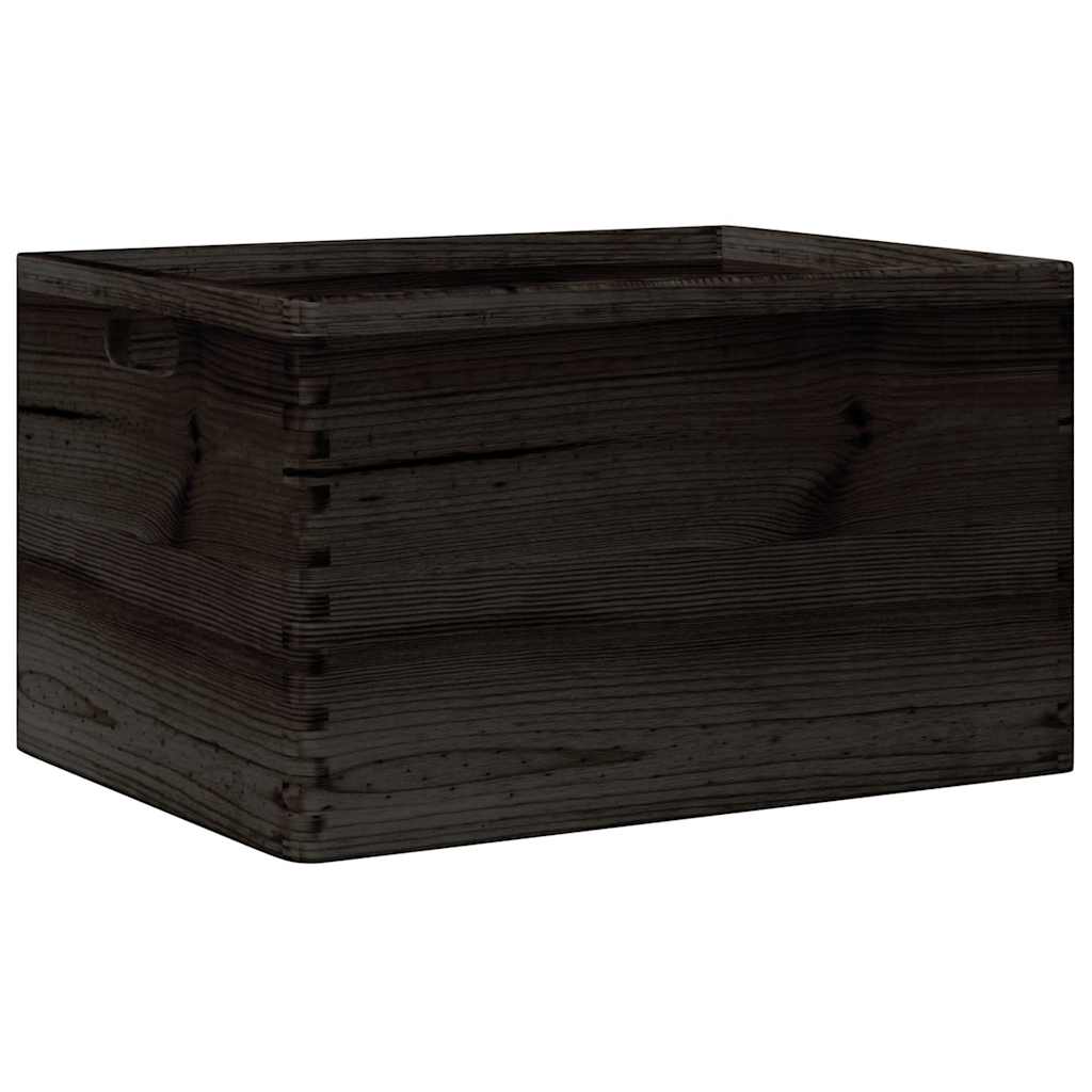 Scatola in Legno con Manici Nera 40x30x23 cm in Legno di Pino