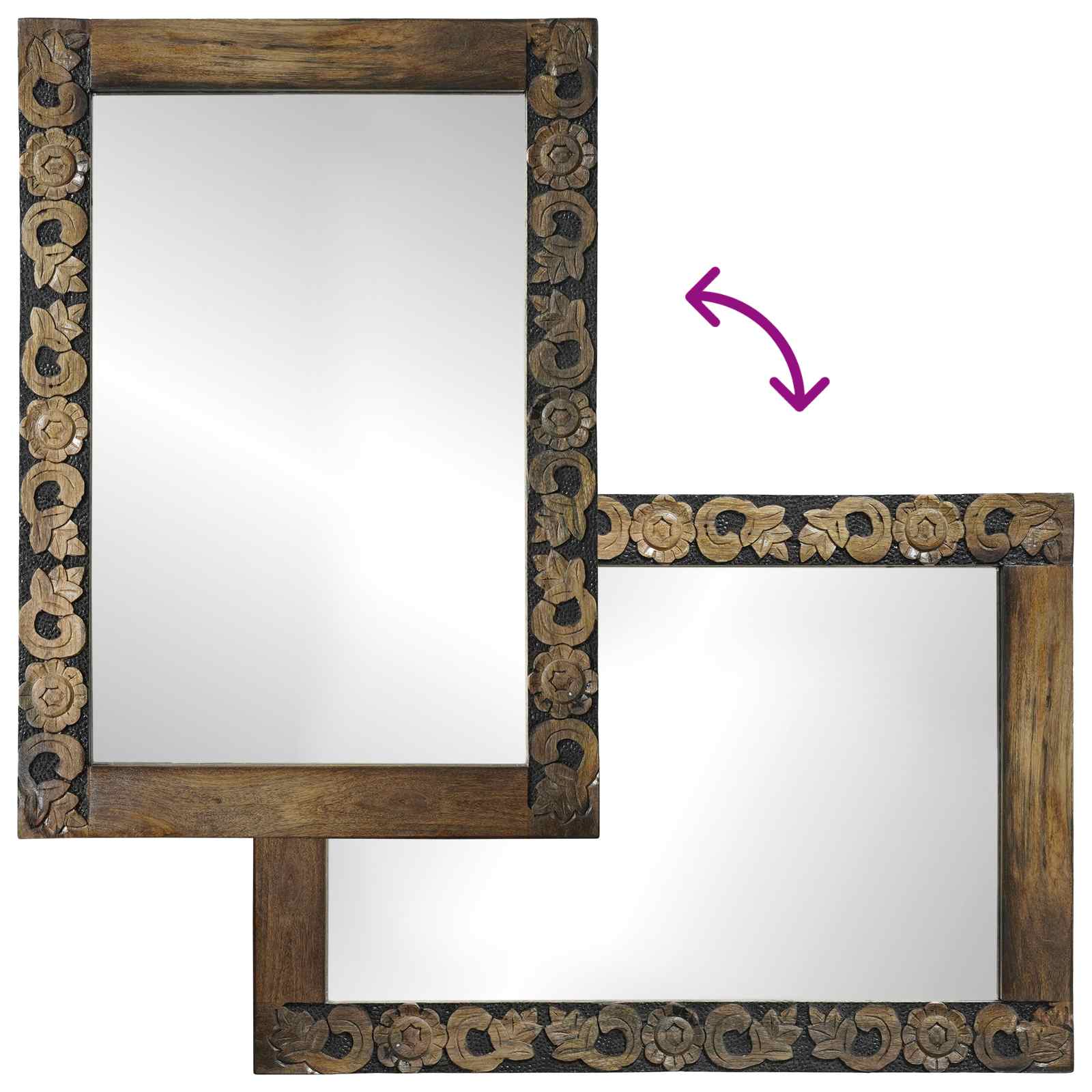 specchio da parete Marrone Noce 70 x 50 cm Rettangolare