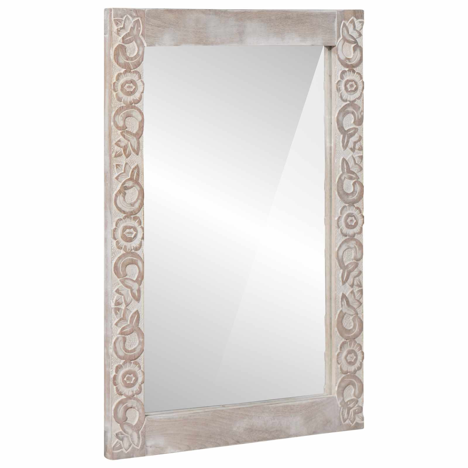 specchio da parete Bianco 70 x 50 cm Legno di mango massello
