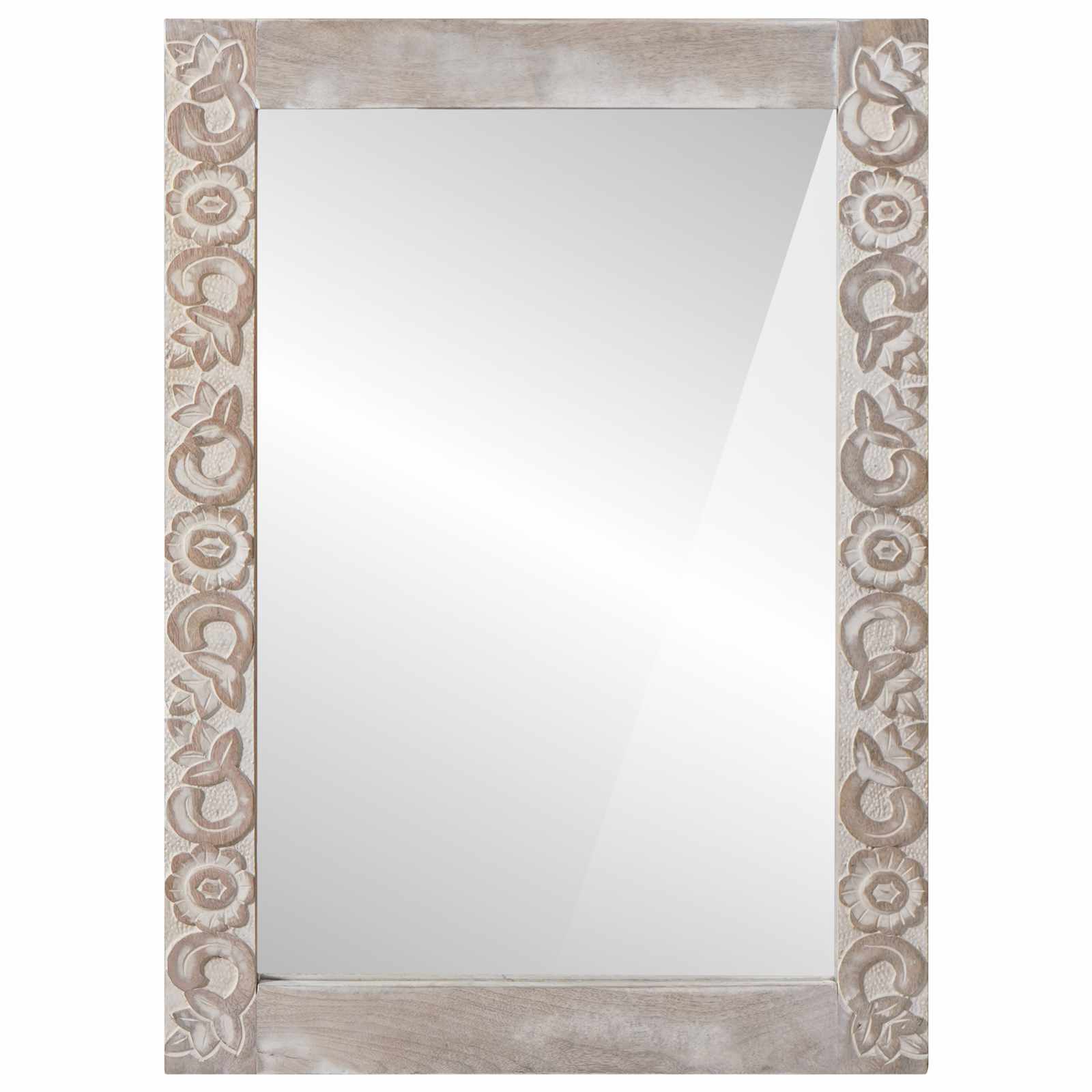 specchio da parete Bianco 70 x 50 cm Legno di mango massello