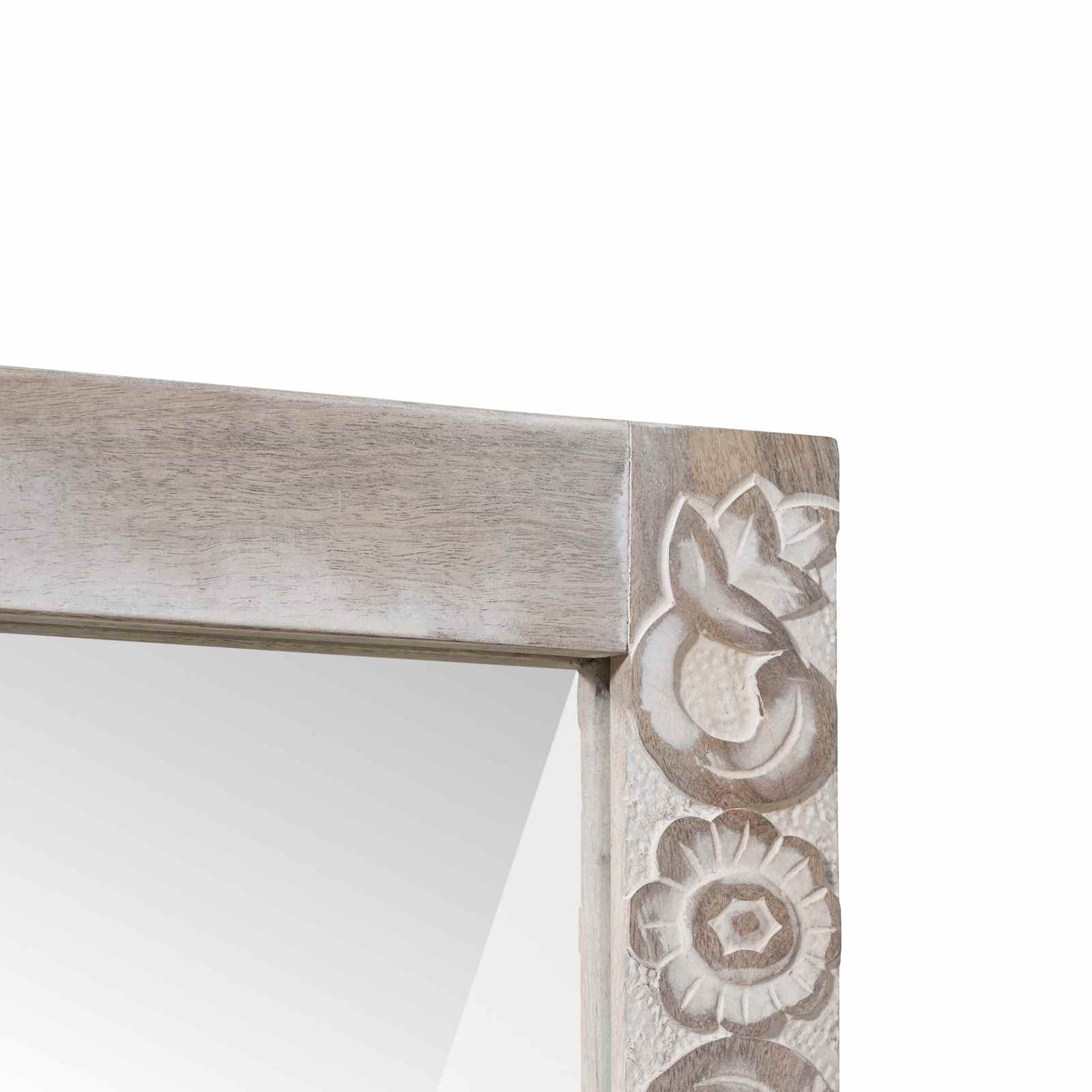 specchio da parete Bianco 70 x 50 cm Legno di mango massello