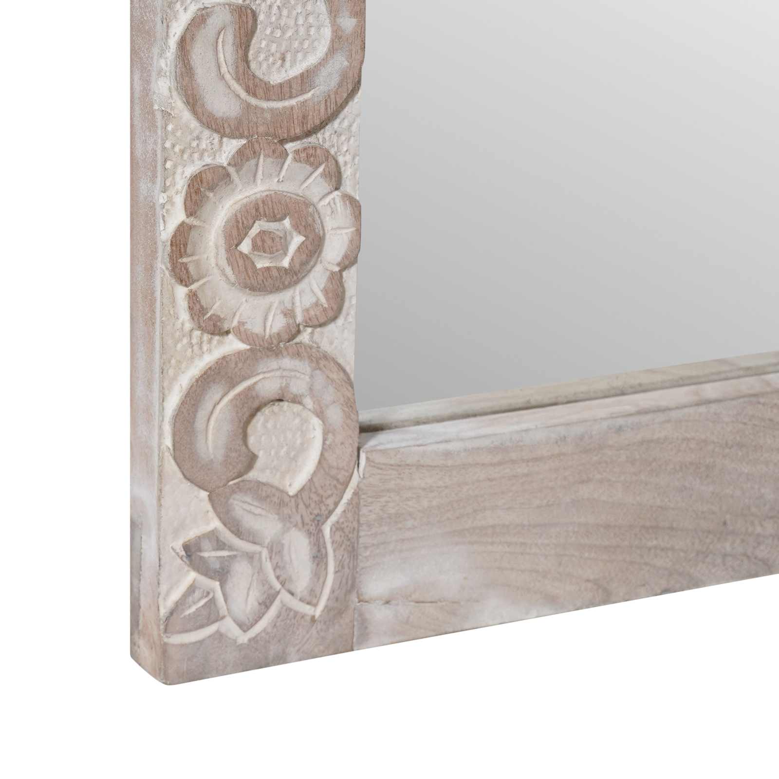 specchio da parete Bianco 70 x 50 cm Legno di mango massello