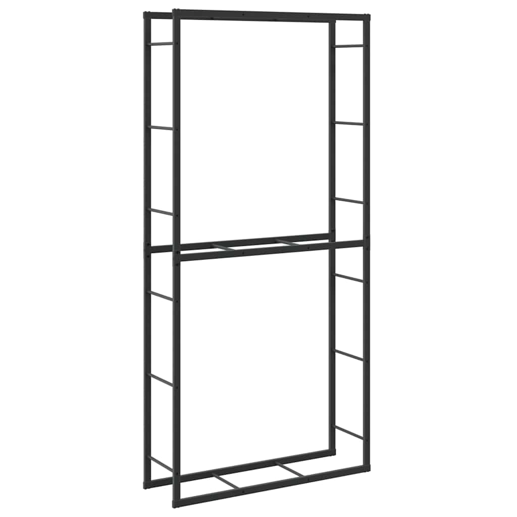 Rastrelliera per Legna da Ardere Nera 100x30x209 cm in Acciaio