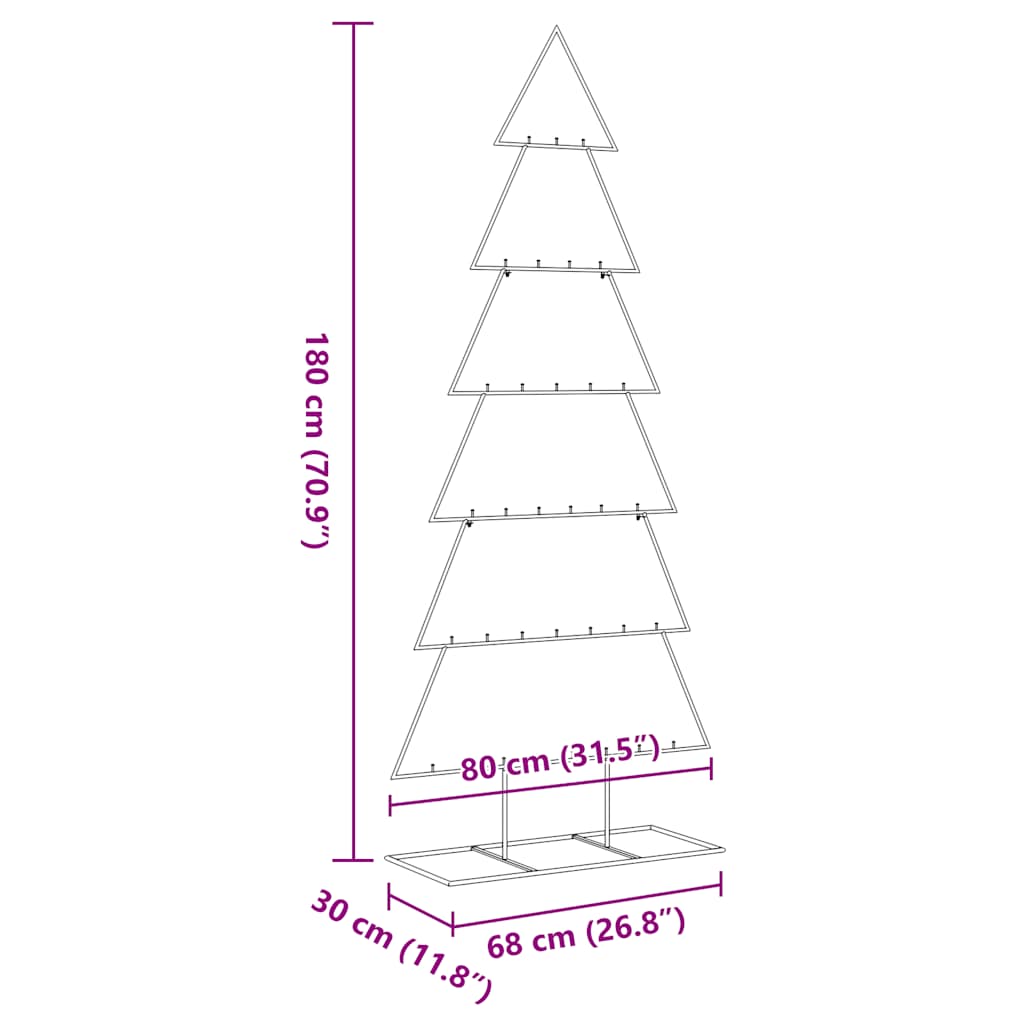 Albero di Natale Decorativo in Metallo Nero 180 cm
