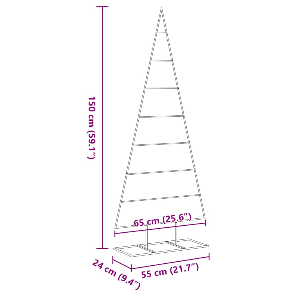 Albero di Natale Decorativo in Metallo Nero 150 cm