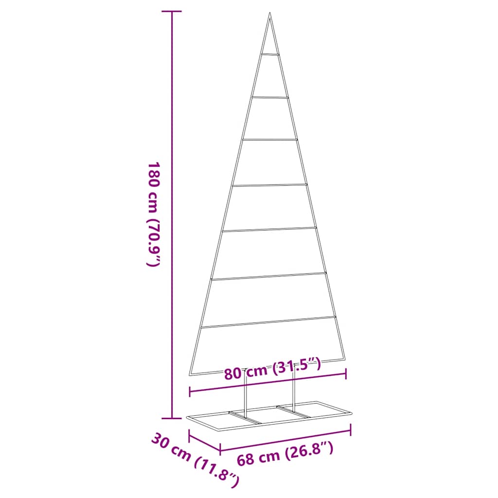 Albero di Natale Decorativo in Metallo Nero 180 cm