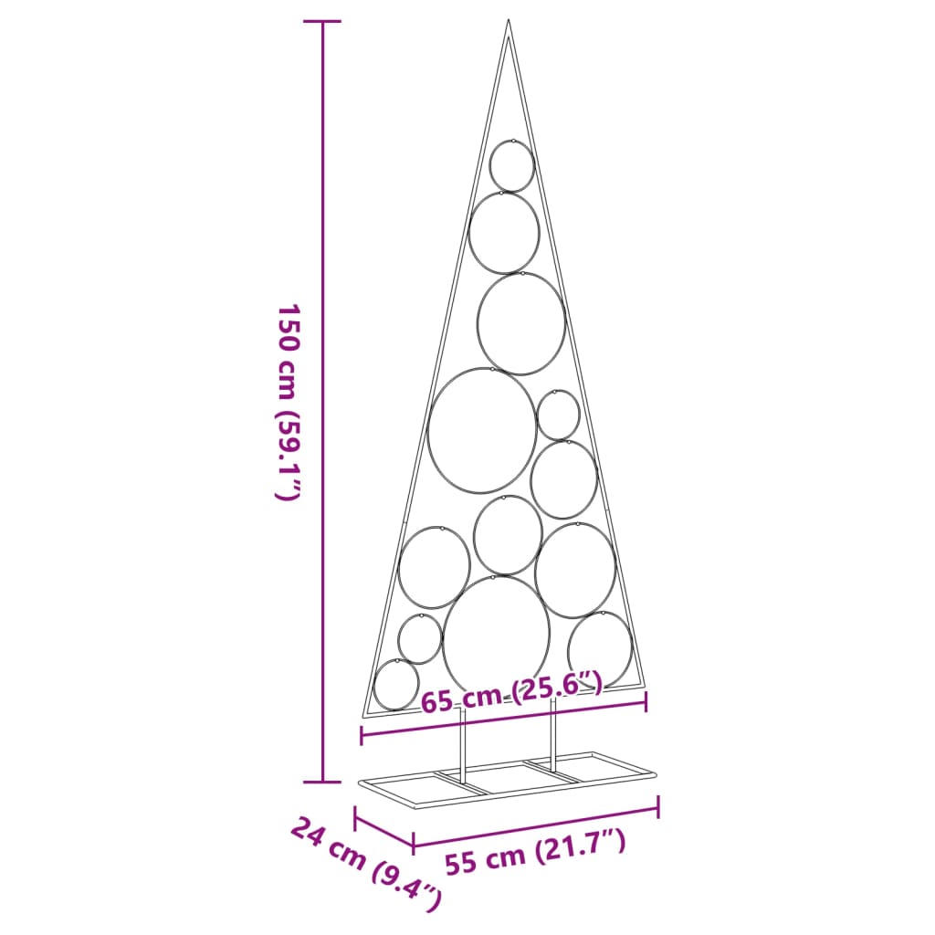 Albero di Natale Decorativo in Metallo Nero 150 cm