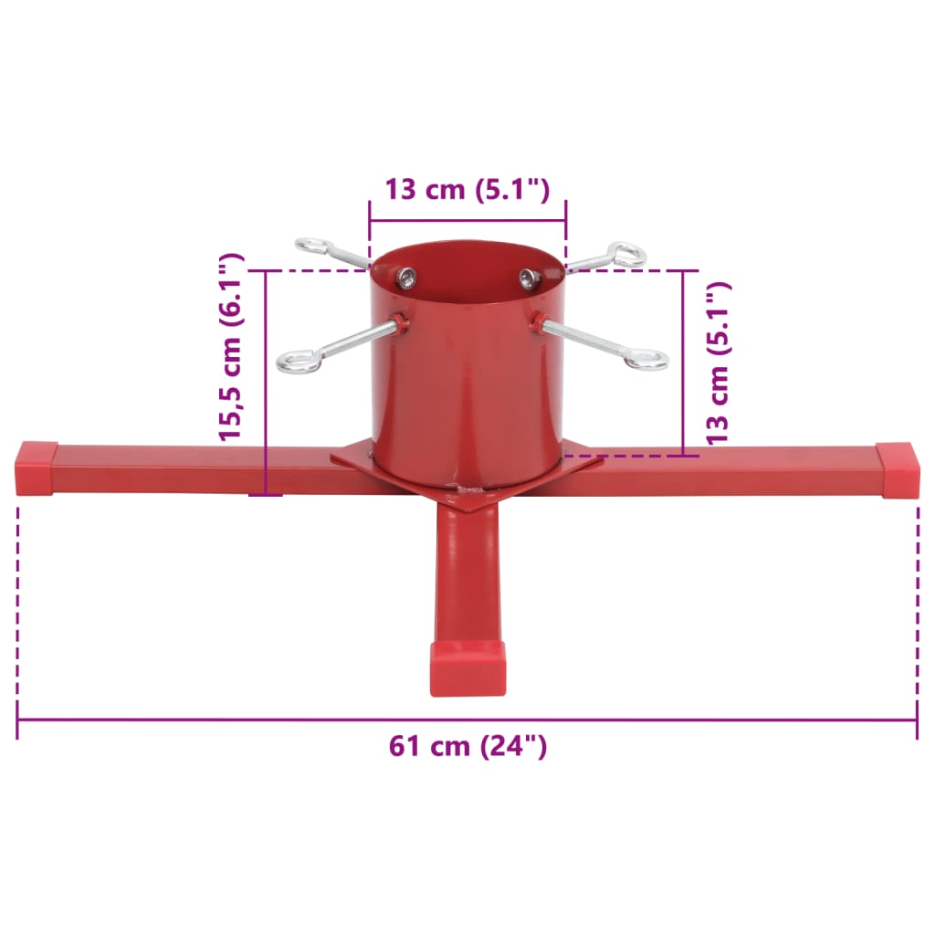 Supporto per Albero di Natale Rosso 61x61x15,5 cm