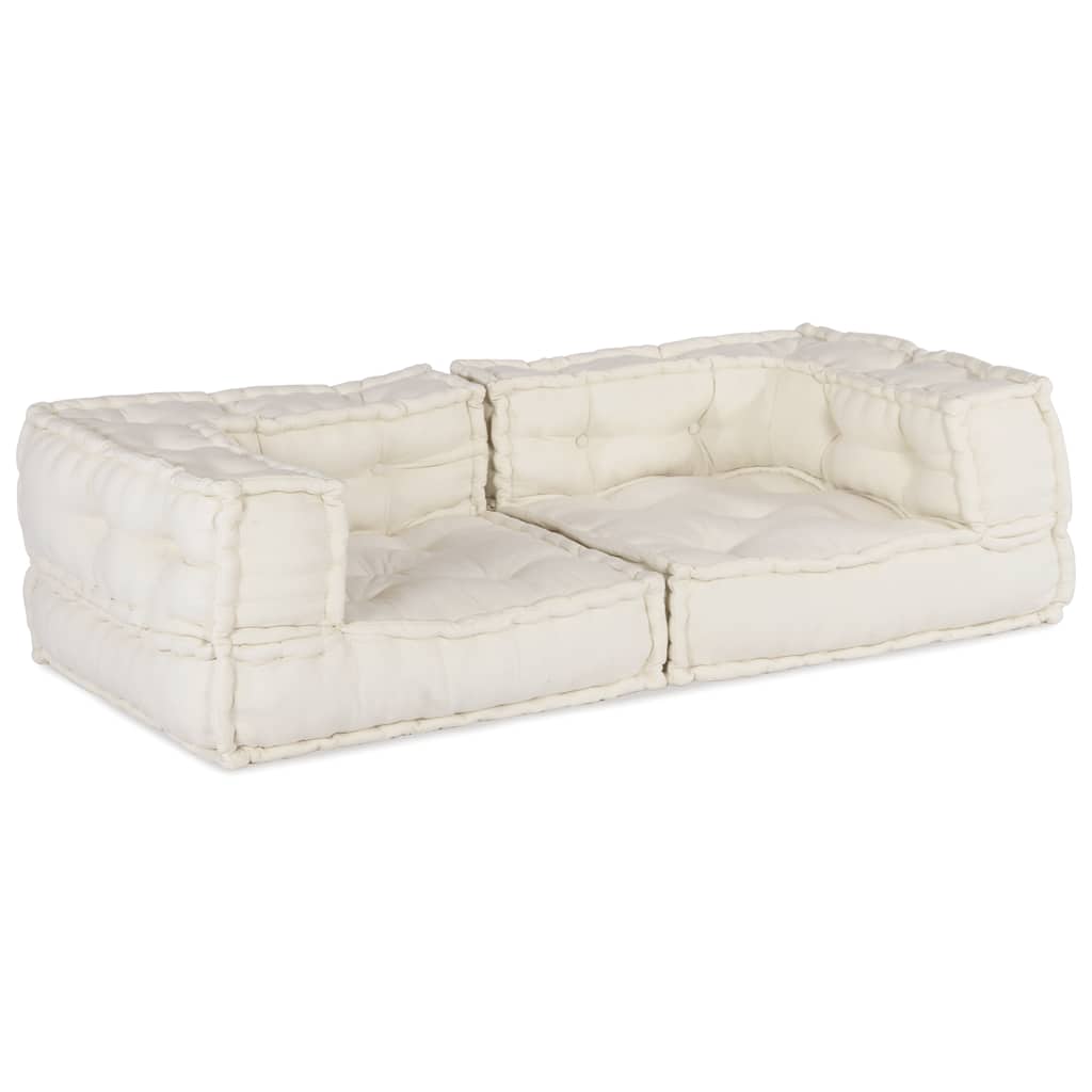 Divano Modulare a 2 Posti Crema 140x70x36 in Tessuto