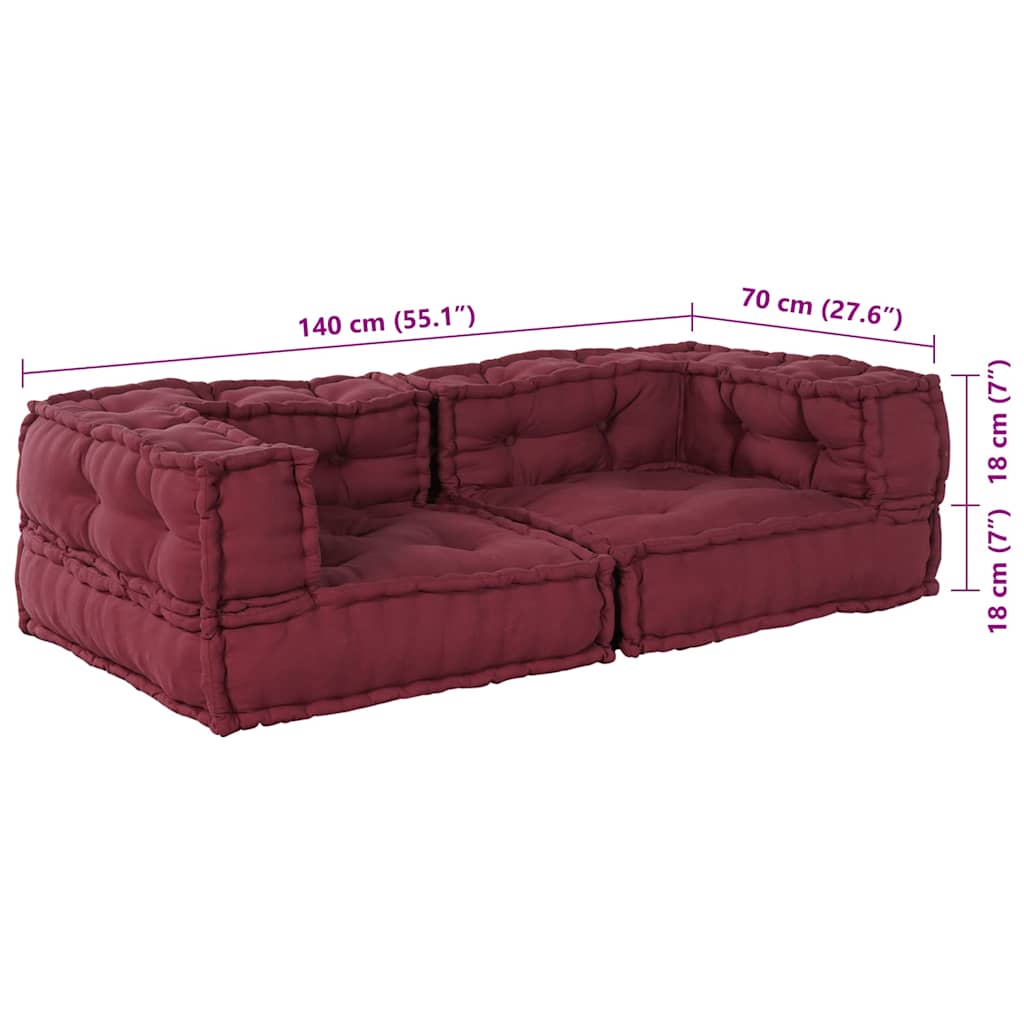 Divano Modulare a 2 Posti Marrone Rossiccio 140x70x36 in Tessuto