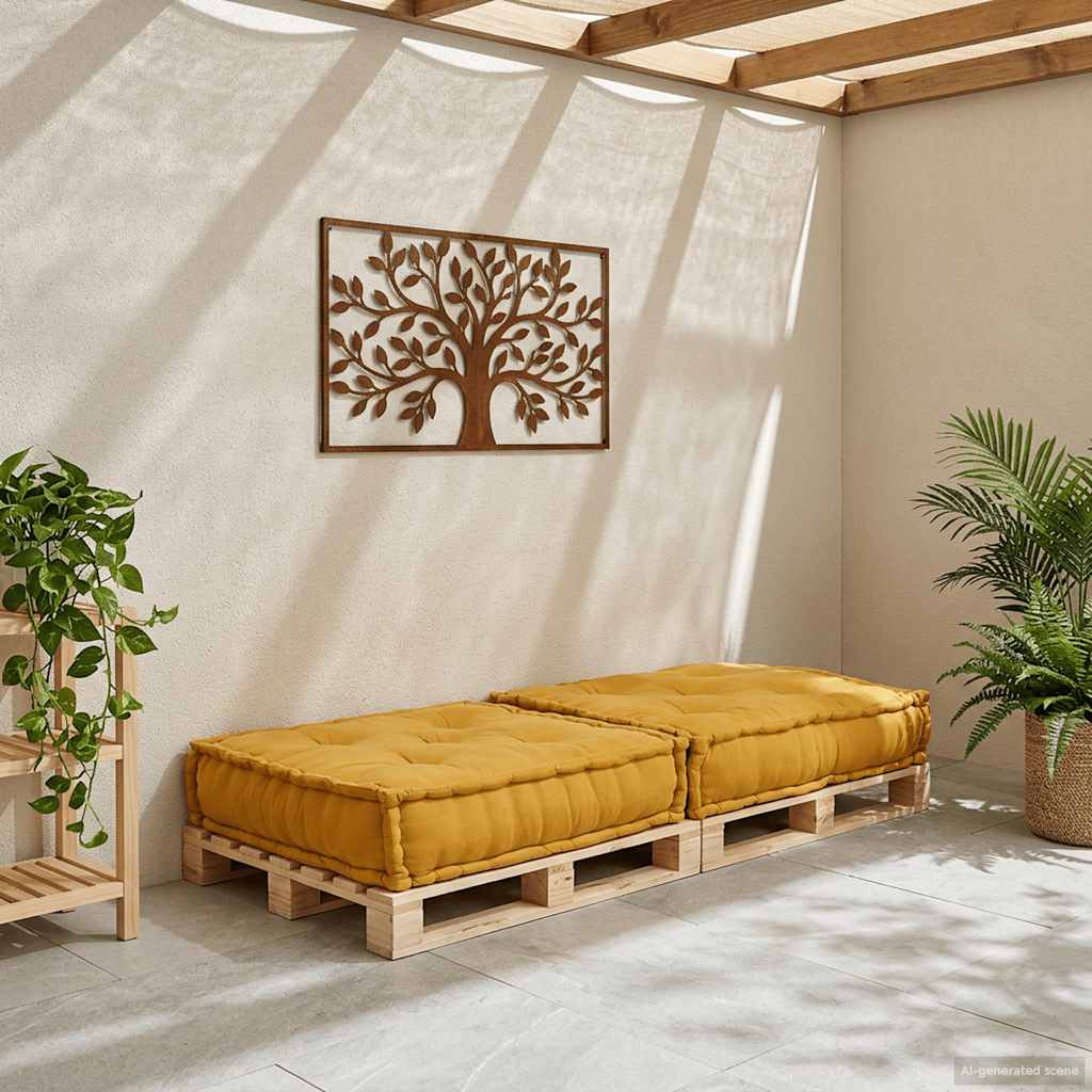Divano Componibile Giallo 70x70x36 in Tessuto