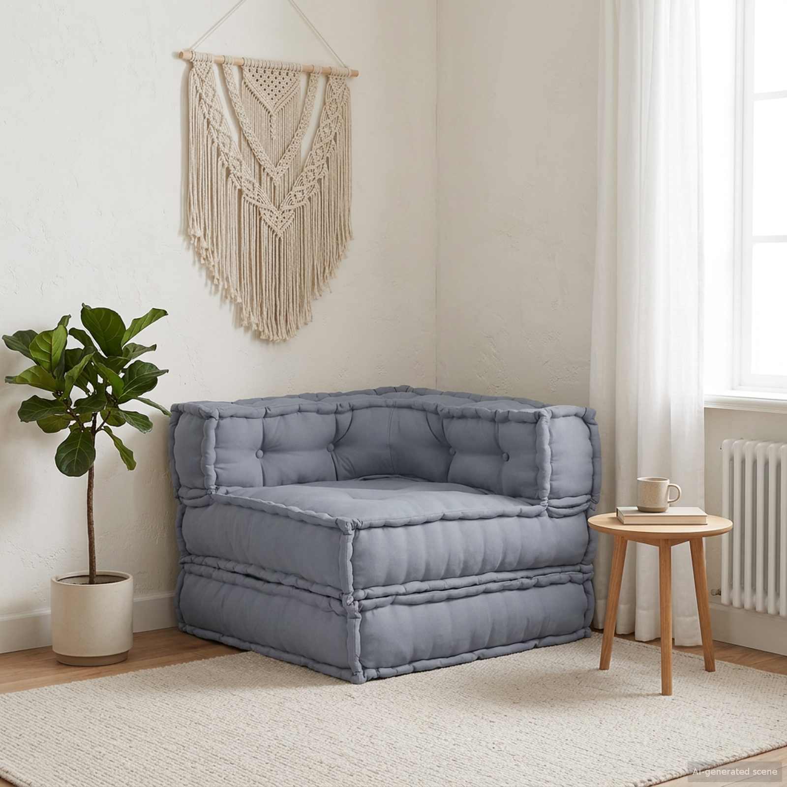 Unità di Divano Modulare Tessuto Grigio 70 x 70 x 56 cm
